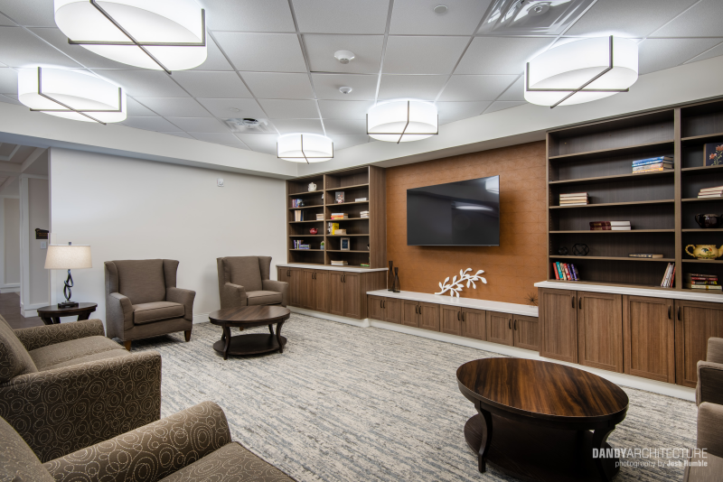 Lounge Room interior in senior living facility.